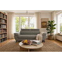 3-SITZER Karlstad Flachgewebe Grün verstell. Kopfstützen B 215 cm - Graubraun, Kunststoff/Textil (215/84/100cm) - foamnova