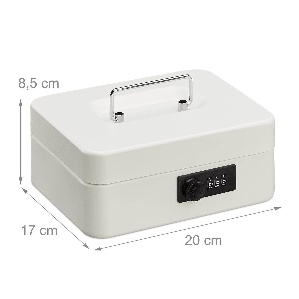 POKLADŇA - biela, kov/plast (20/8.5/17cm) - Relaxdays