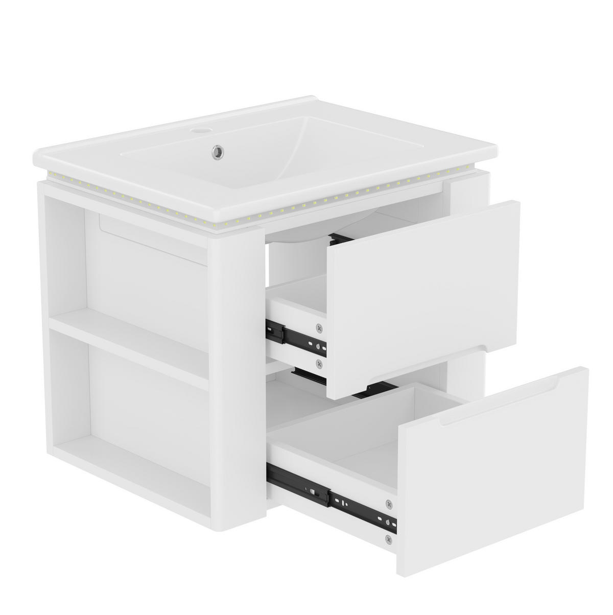 WASCHTISCH mit Hängeschrank 60 x 46 x 48,5 cm Weiß - Weiß, Holzwerkstoff (46/48.5/61cm) - Beauniv