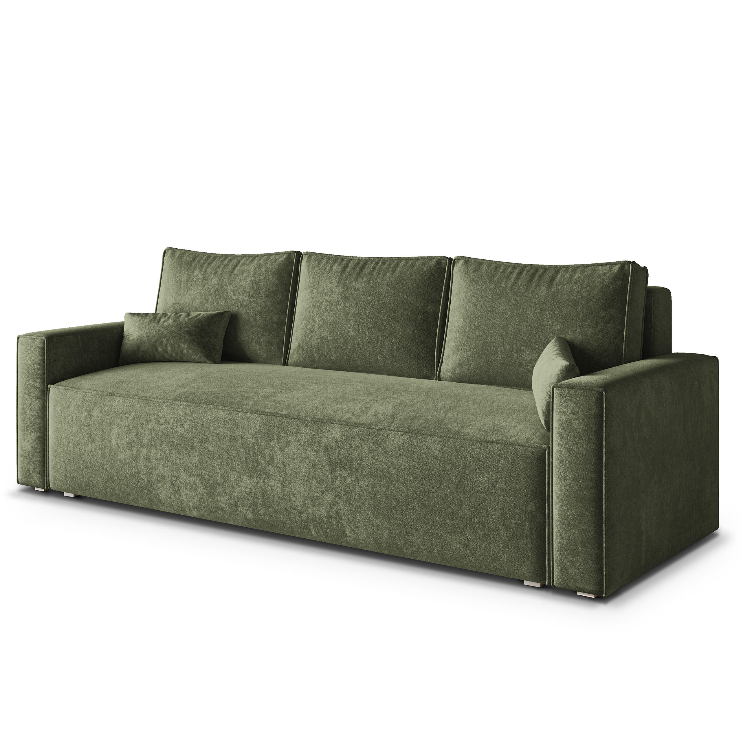 BETTSOFA MENI LM Grün Chenille-Stoff mit Schlaffunktion - Grün, Textil (232/85/87cm) - MASSENO