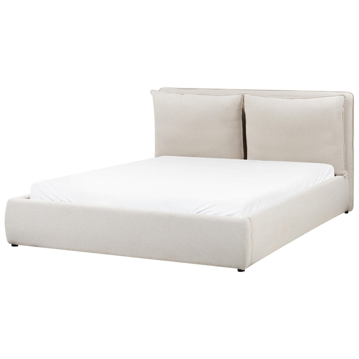 BETT mit Stauraum 160x200 cm Beige Bajonna - Beige, Textil (160/200cm) - Beliani