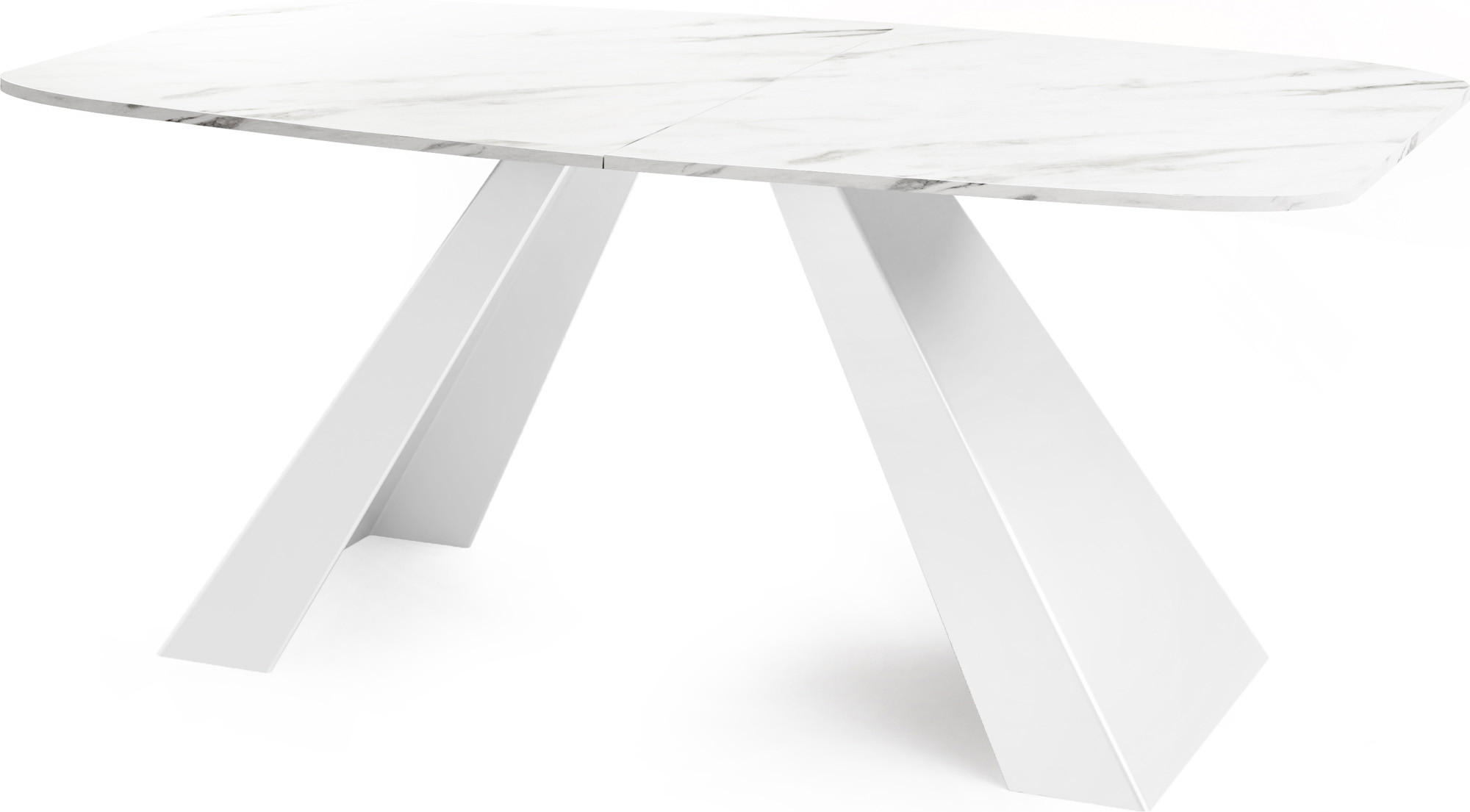 ESSTISCH Monte Weiß rechteckig ausziehbar, Marmor Weiß 180-220/90/76 cm - Ecru/Weiß, Holzwerkstoff/Metall (180/90/76cm) - WFL GROUP