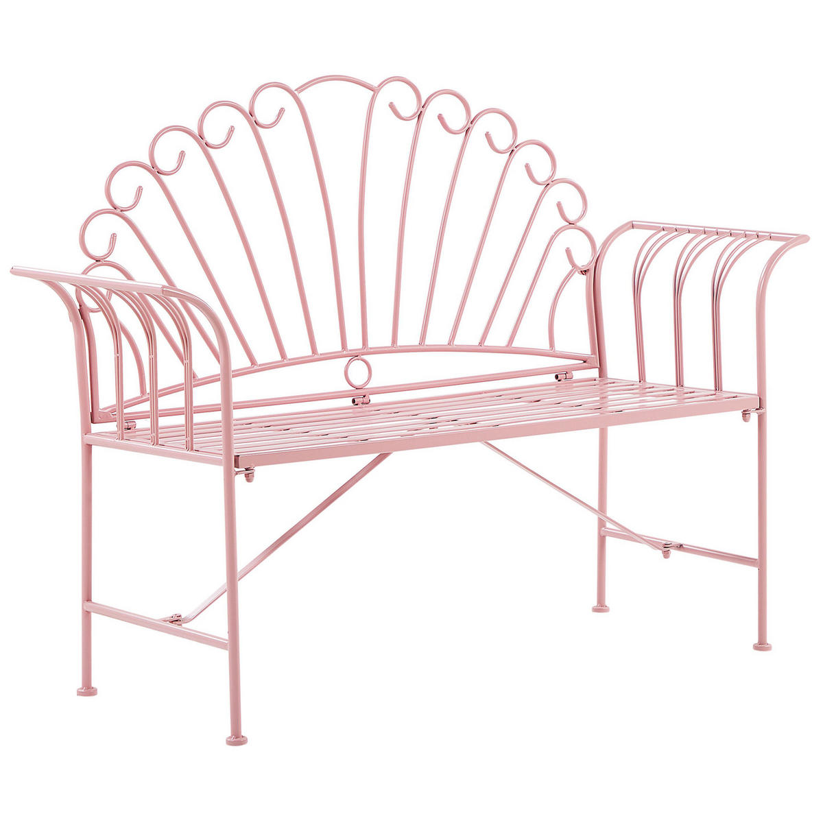 BALKONSET 2-Sitzer rosa Metall Bank mit Beistelltisch Cavinia - Pink, Metall - Beliani