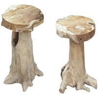 BARHOCKER Joel 2er Set Teak Natur 76x40x40cm - Hellbraun, Holz (40/76/40cm) - DELUKE