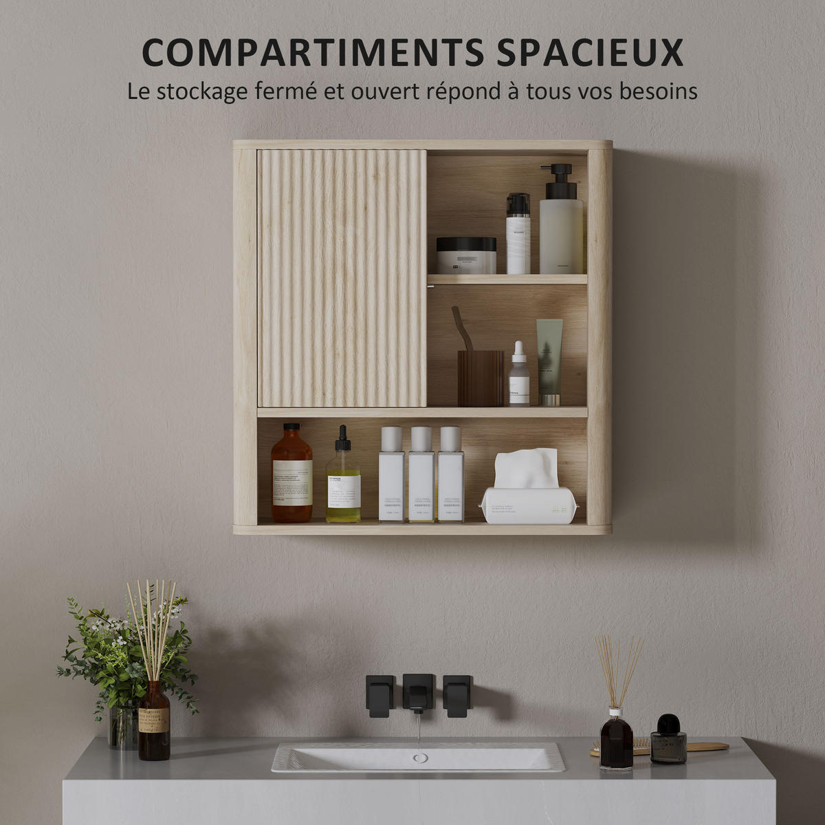 HÄNGESCHRANK Naturholz 1 Stück - Beige, Kunststoff (60/62/20cm) - GiPP