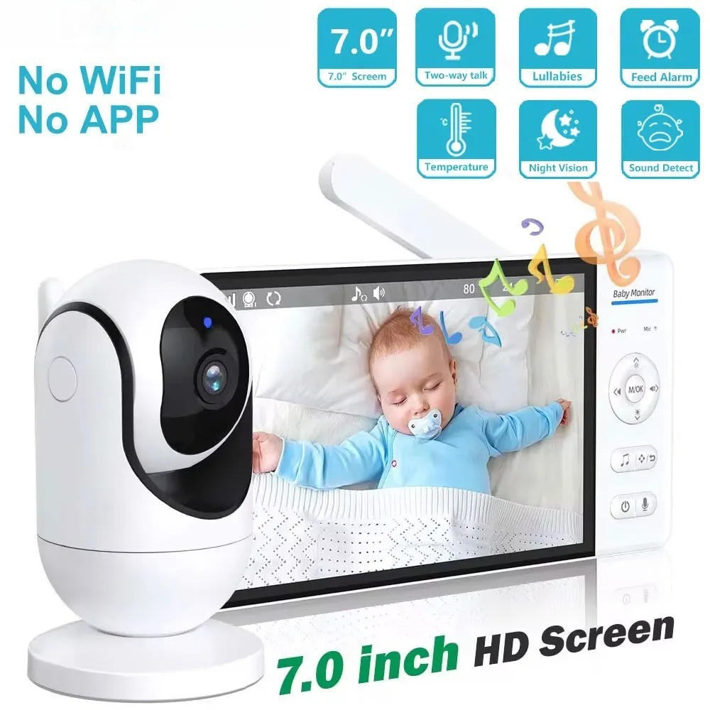 BABYPHONE 7-Zoll Babyüberwachung, Weiß keine Karte - Weiß, Kunststoff - Kaket