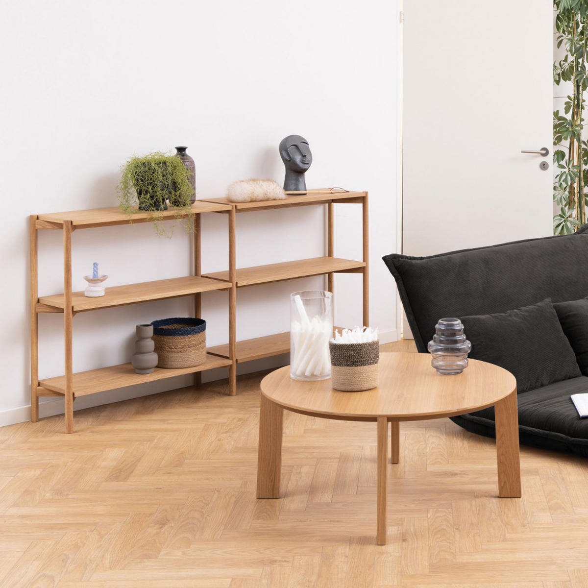 HOLZREGAL 169x88cm - TOUI - Helles Holz - Eschefarben, Holz (169/88/30cm) - Drawer