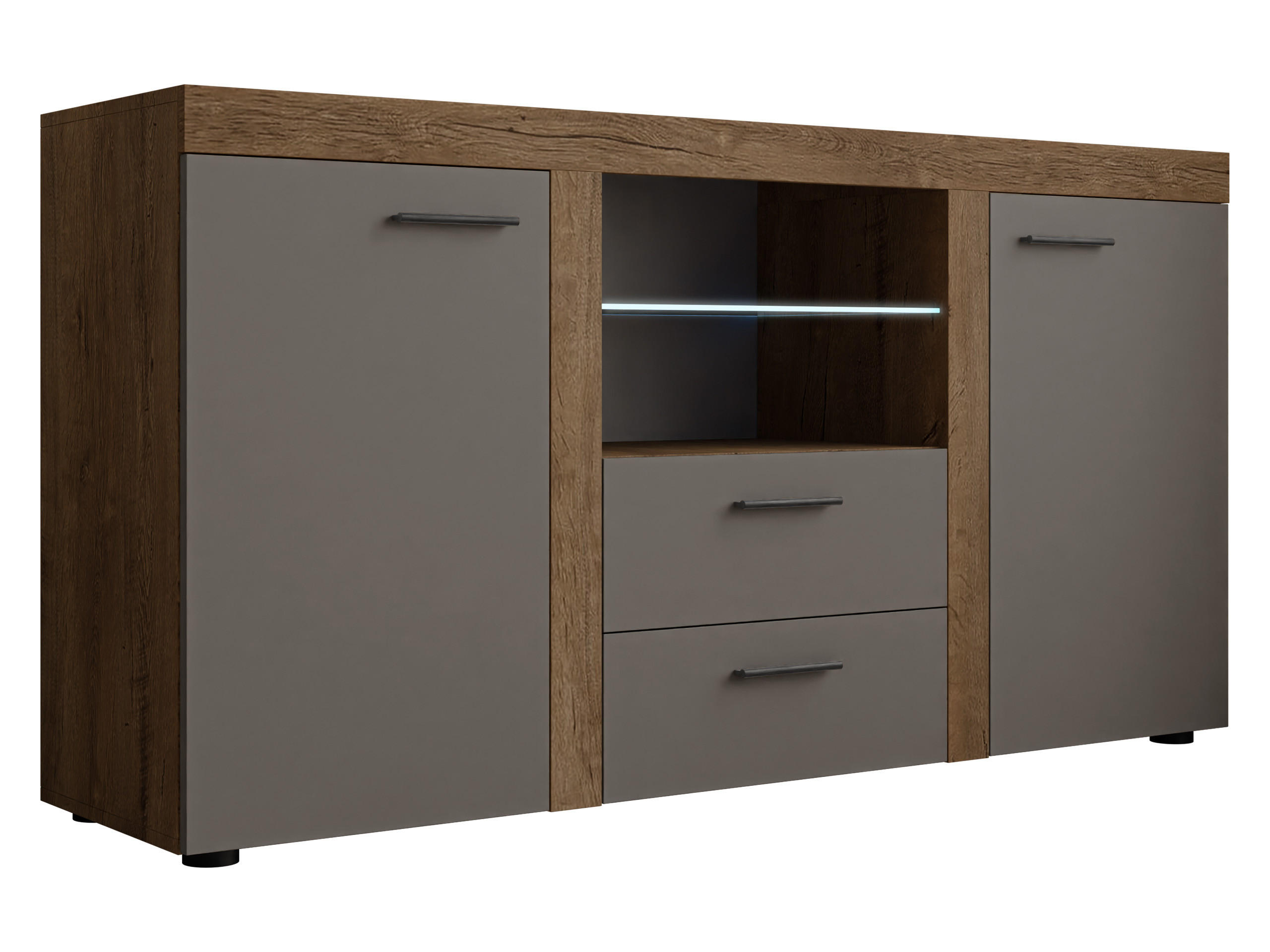 KOMMODE Rumba mit LED Beleuchtung - Eichefarben/Graphitfarben, Holzwerkstoff (156/82/40cm) - MIRJAN24