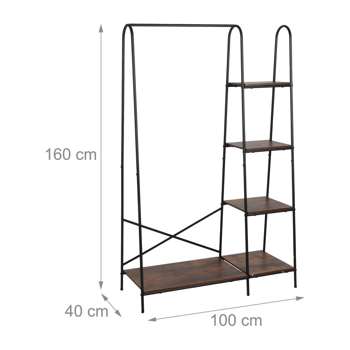 KLEIDERSTÄNDER - Multicolor, Holzwerkstoff/Metall (100/160/40cm) - Relaxdays