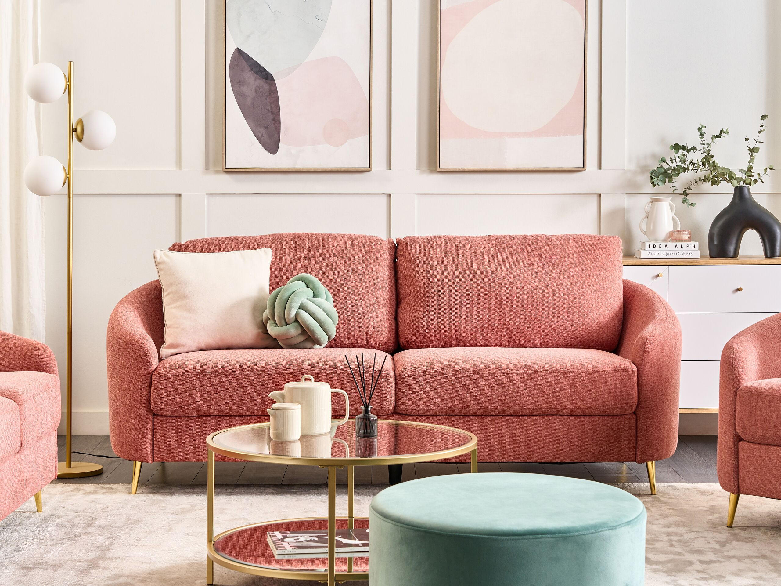 3-SITZER-SOFA Polsterbezug Rosa Trosa - Pink, Textil (203/88/86cm) - Beliani