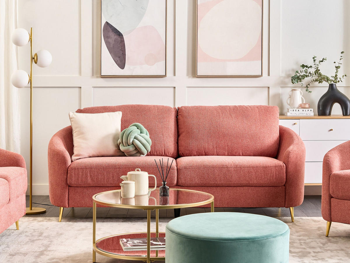 3-SITZER-SOFA Polsterbezug Rosa Trosa - Pink, Textil (203/88/86cm) - Beliani