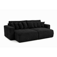 SCHLAFSOFA, Cordstoff Poso, Schwarz, PIANO DOUBLE - Schwarz, Holz (246/83/145cm) - Kaiser Möbel