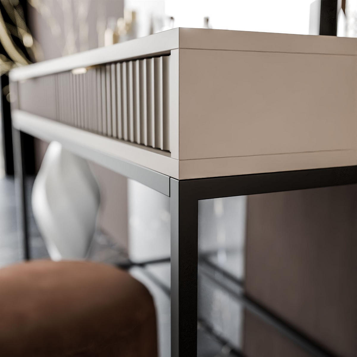 SCHMINKTISCH MIT SPIEGEL CORTADO ELITE KASCHMIR - Beige, Holzwerkstoff (104/78/50cm) - Lookway