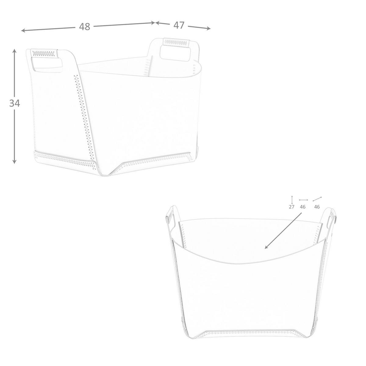 AUFBEWAHRUNGSKORB aus sandfarbenem regeneriertem Leder mit Griffen 48/47/34 cm - Sandfarben, Leder (48/34/47cm) - ANGEL CERDA