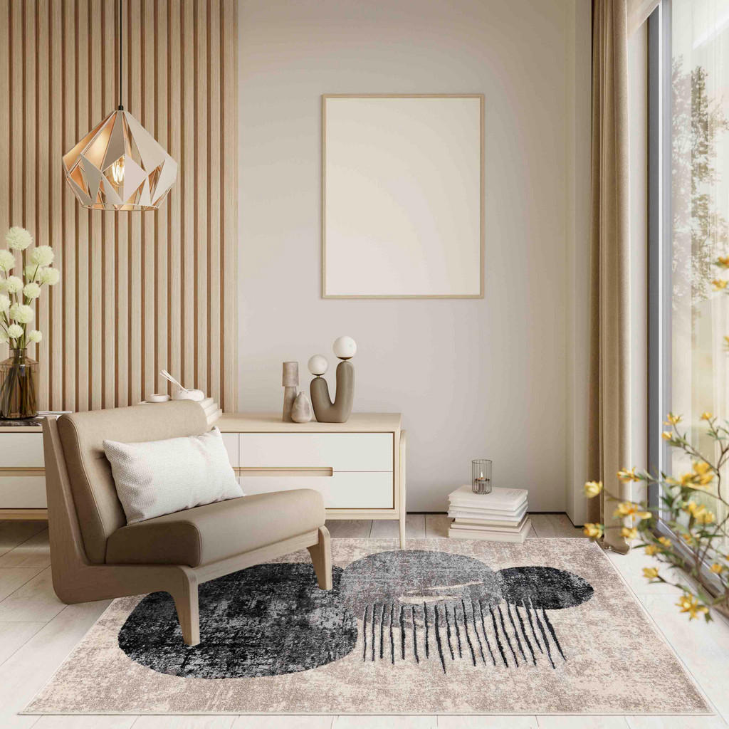 Thumbnail - Mazovia Teppich, Graphit, Textil, Abstrakt, Rechteckig, 200x300 cm, Oeko-Tex® Standard 100, für Fußbodenheizung geeignet...