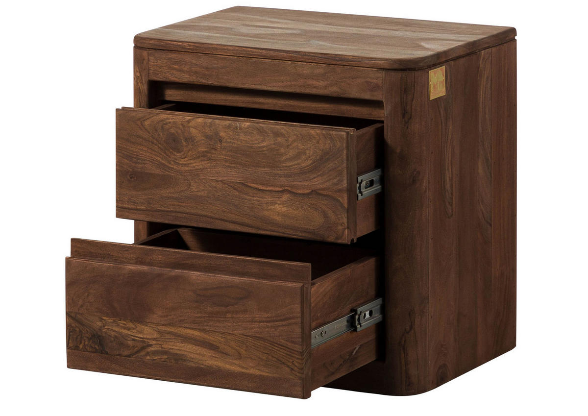 NACHTTISCH Sheesham 50x35x50 rot-braun gebeizt TORONTO #163 - Dunkelbraun, Holz (50/50/35cm) - Massivmoebel24