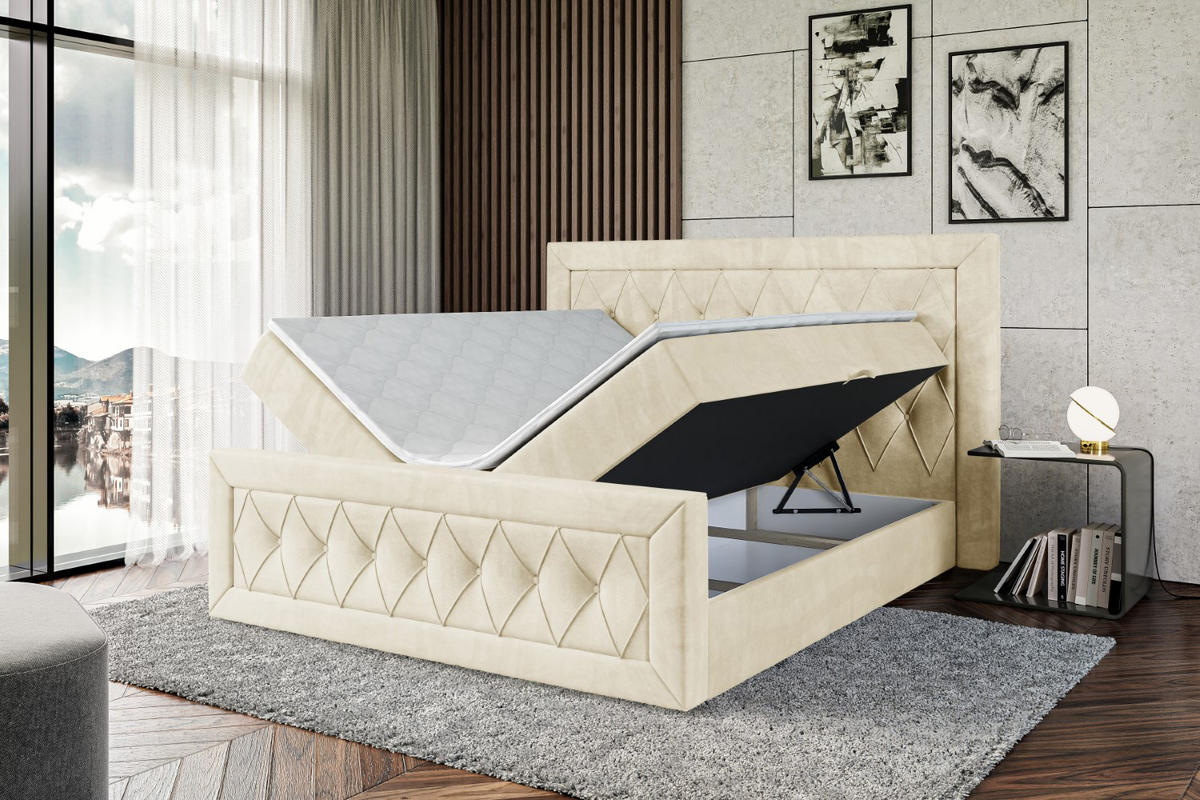 BOXBETT NOEL-Z - 120 x 200 - H3 - Beige - Beige, Holzwerkstoff (120/200cm) - ALTDECOR