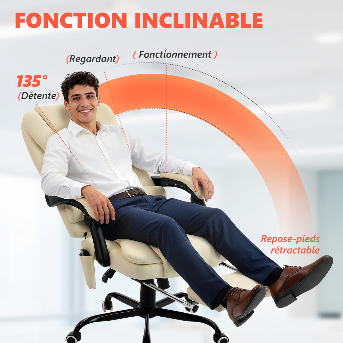 CHEFSESSEL DE-11831 7-Punkt-Massage & 155° Neigung Beige - Beige, Metall (79/121/67cm) - ComfortXL