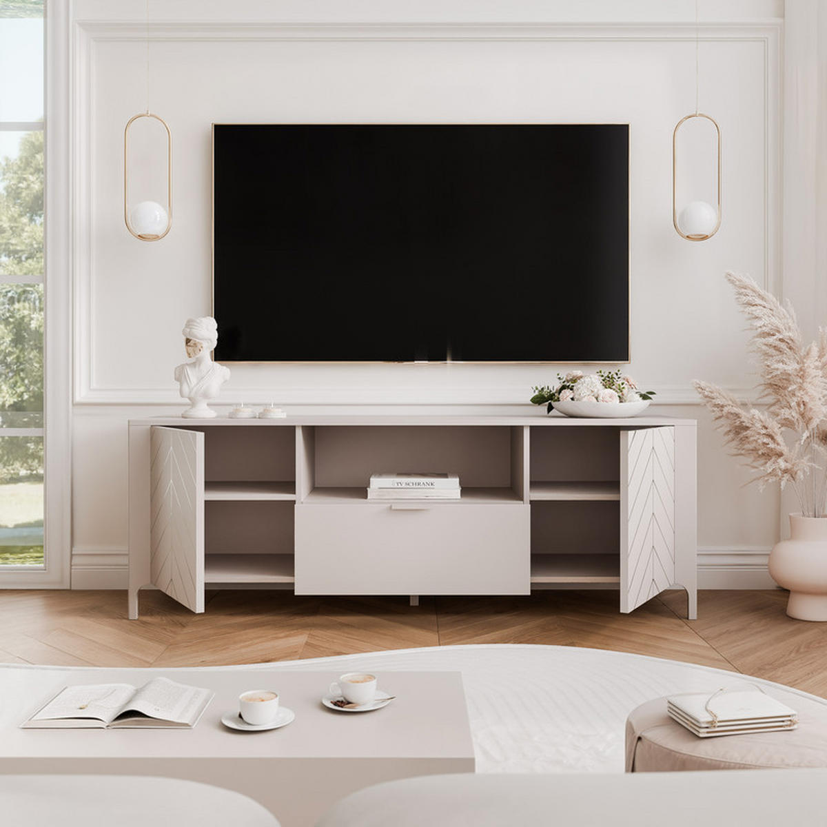 TV-LOWBOARD LORIEN stehend, 159 cm Kaschmir - Kaschmir, Holzwerkstoff/Metall (159.8/57.1/40.6cm) - Idohome