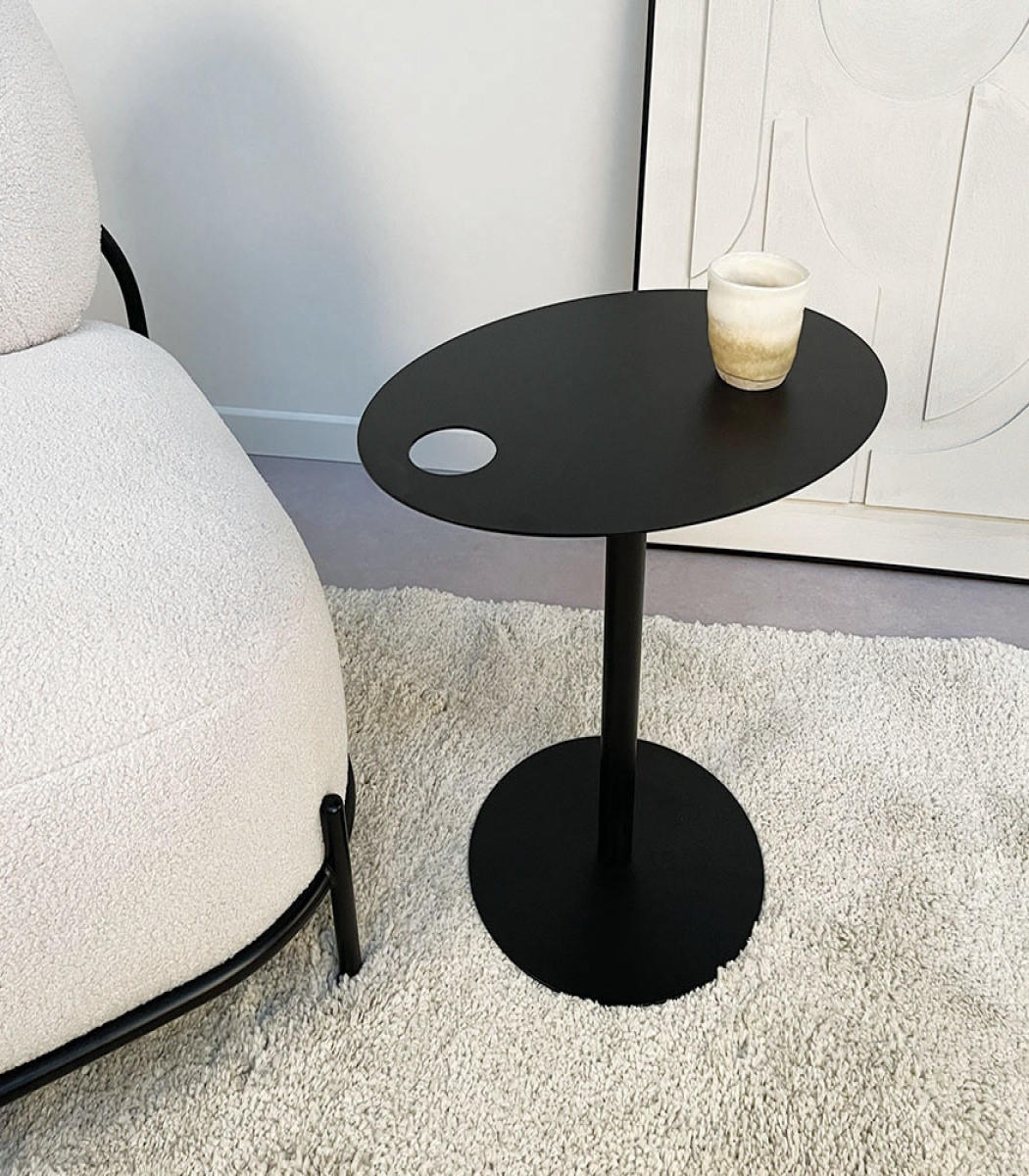 BEISTELLTISCH Oval MASA, Schwarz 31x42x45 cm - Chromfarben/Schwarz, Metall (42/31/45cm) - KADIMA DESIGN