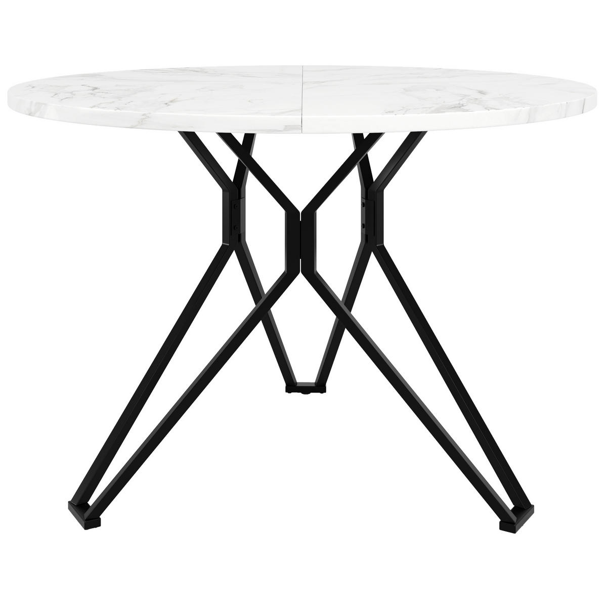 ESSTISCH rund, MDF mit Marmoroptik & Metallgestell, 100/100/76 cm, Schwarz - Schwarz, Holzwerkstoff (100/100/76cm) - Redom