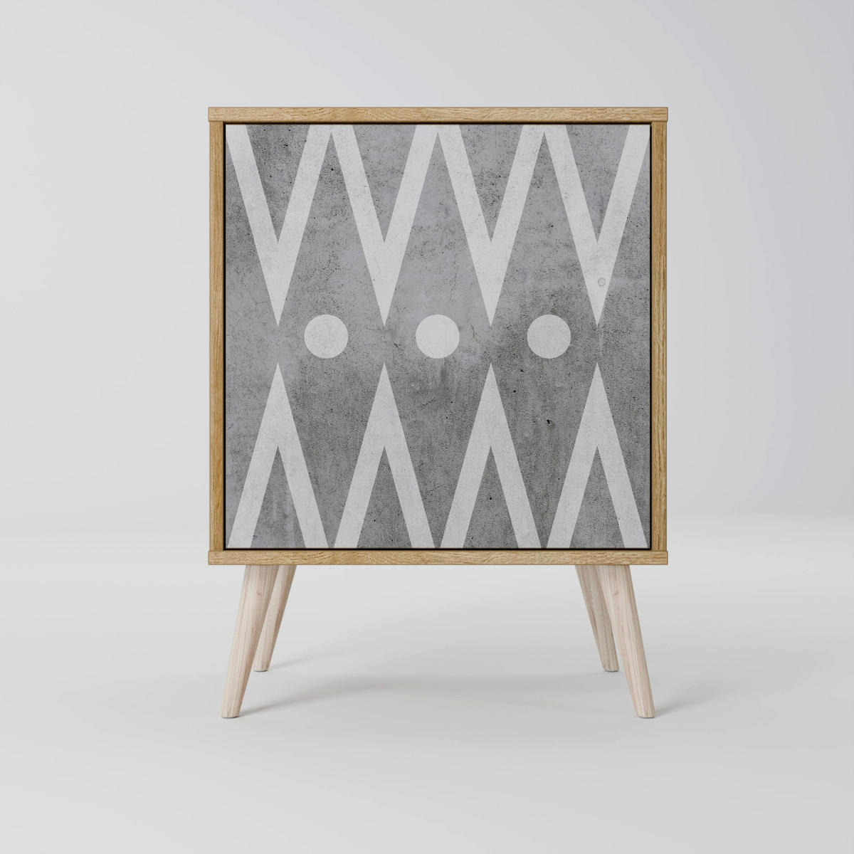 SIDEBOARD SHARP EDGES, Grau, 57,5x42x77,5 cm, Schräge Buchenholzfüße - Buchefarben/Multicolor, Holzwerkstoff/Buchenholz (57.5/77.5/42cm) - SpaceRebels