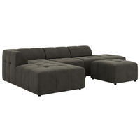 ECKSOFA GRIDA 4M L Dunkelgrau Velvet - Links - Dunkelgrau/Schwarz, Kunststoff/Textil (335/176cm) - MKS