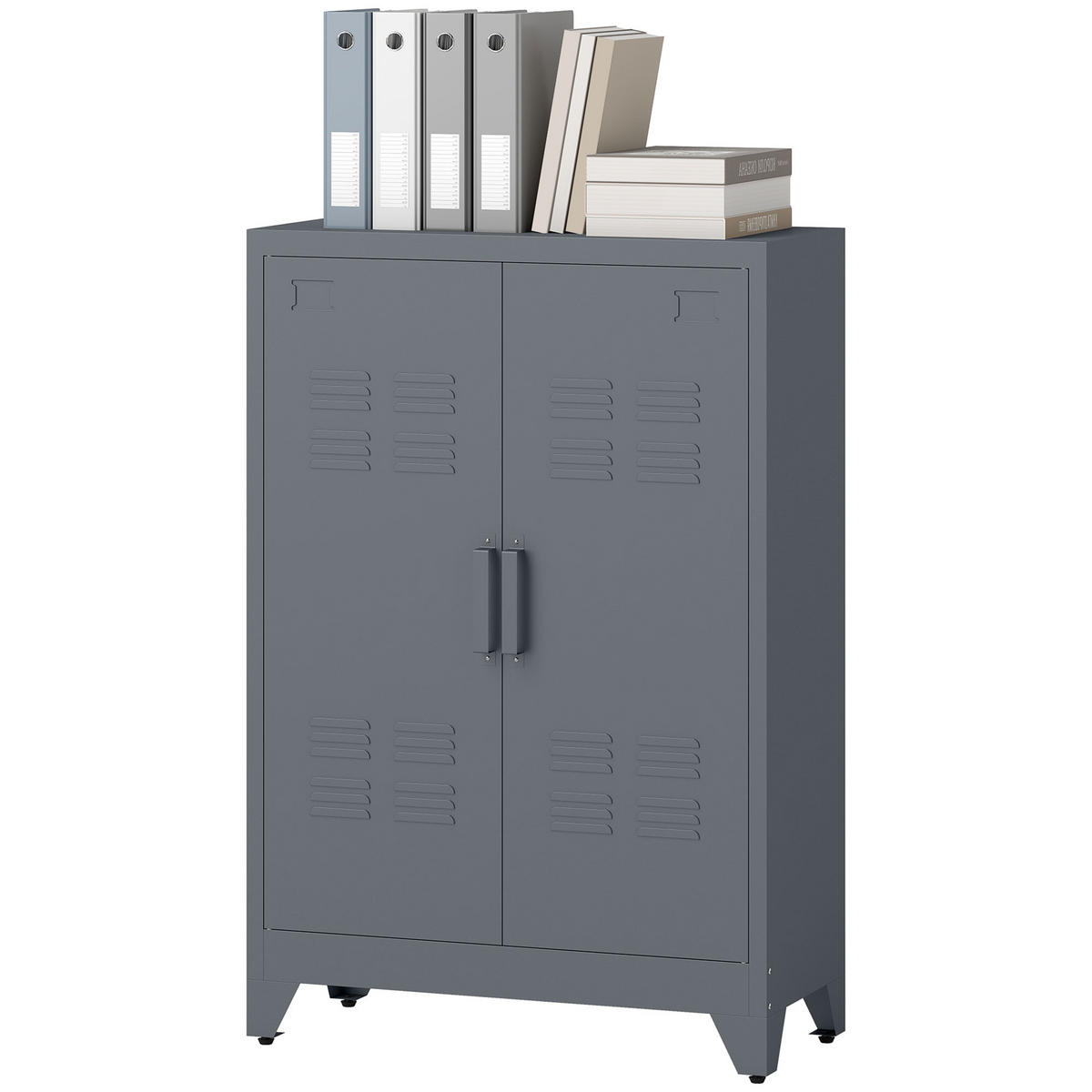 AKTENSCHRANK DE-14410 2 Türen mit verstellbaren Böden Grau - Grau, Metall (33/110/75cm) - ComfortXL