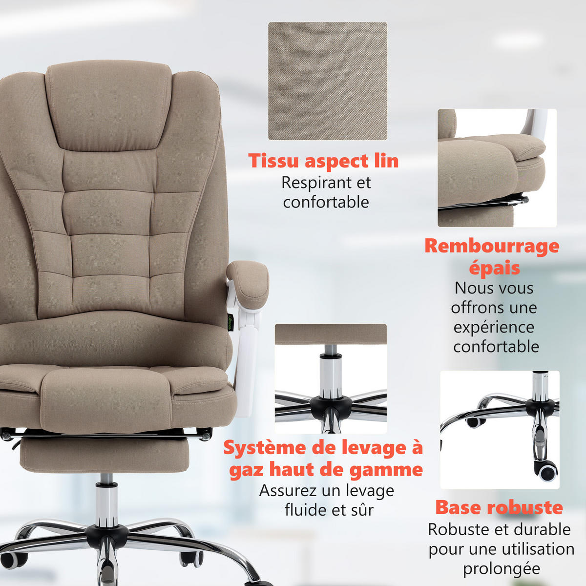 CHEFSESSEL DE-11835 Massage & Heizung Beige - Beige, Textil (70/119/65cm) - ComfortXL
