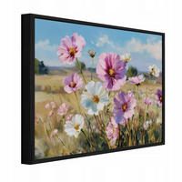BILDER mit Rahmen Blumen Wiese Rosa 100x70 cm - Multicolor, Holzwerkstoff (100/70cm) - Wallarena