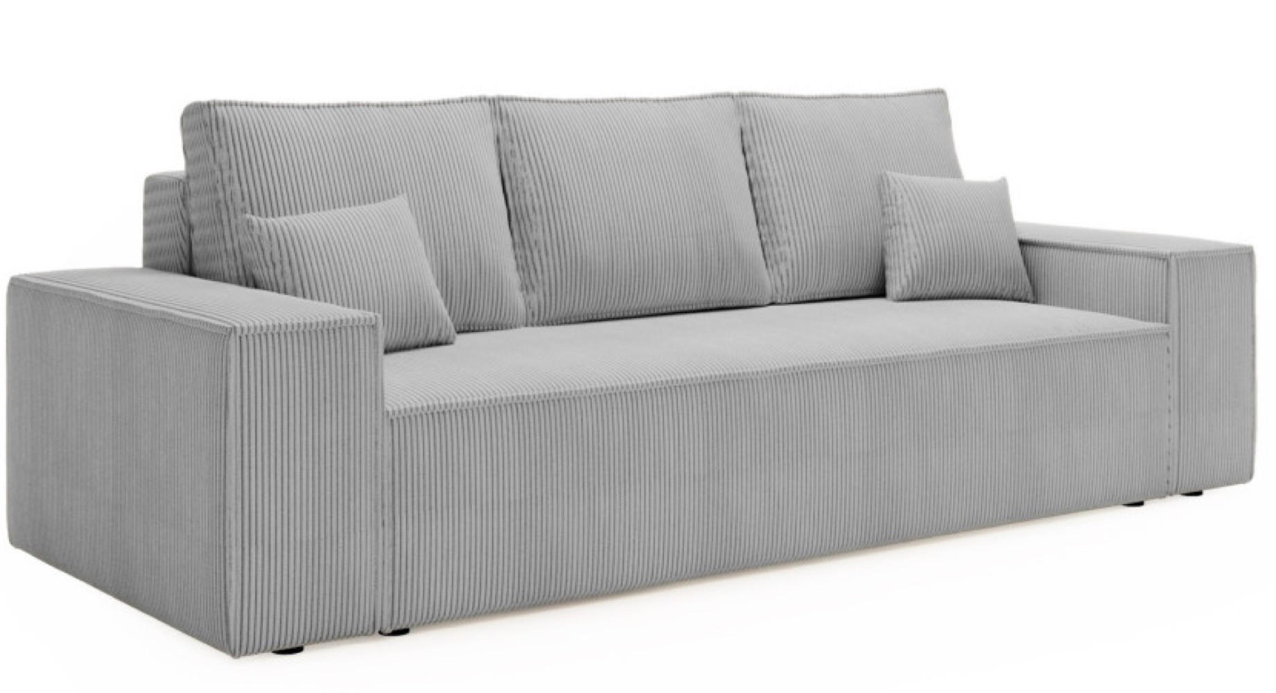 SOFA Hellgrau AGA Ausziehbar Sztruks - Grau, Textil (256/94/97cm) - Sepro Meble