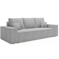 SOFA Hellgrau AGA Ausziehbar Sztruks - Grau, Textil (256/94/97cm) - Sepro Meble