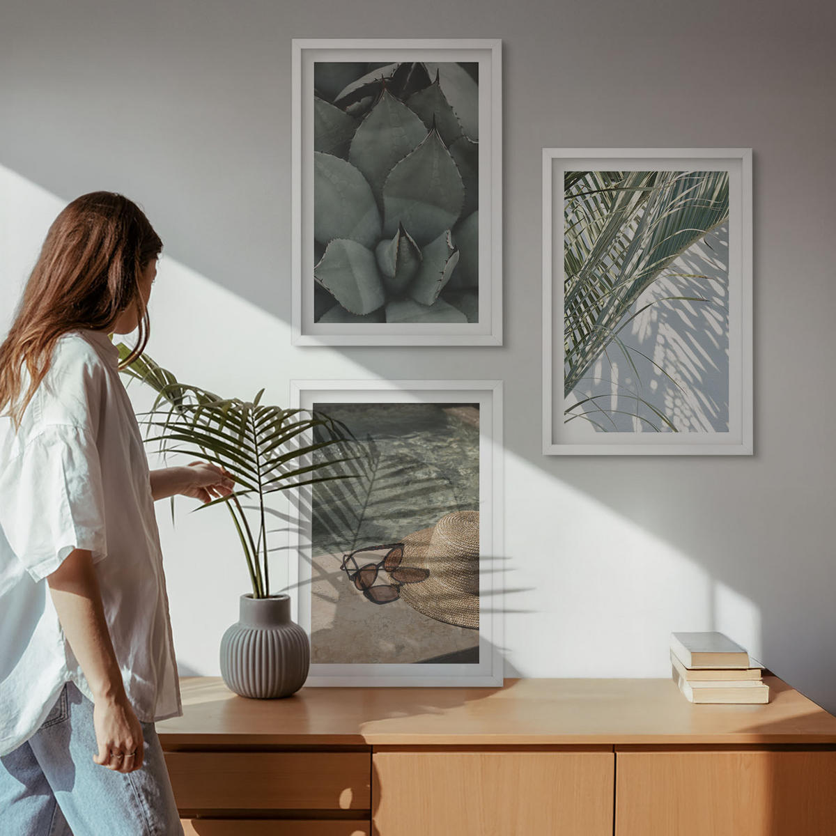 WANDBILDER 3er-Set - 40x60 cm Weißer Rahmen - Tropische Pflanzen für den Urlaub - Weiß, Kunststoff (40/60cm) - ArtPrintCave