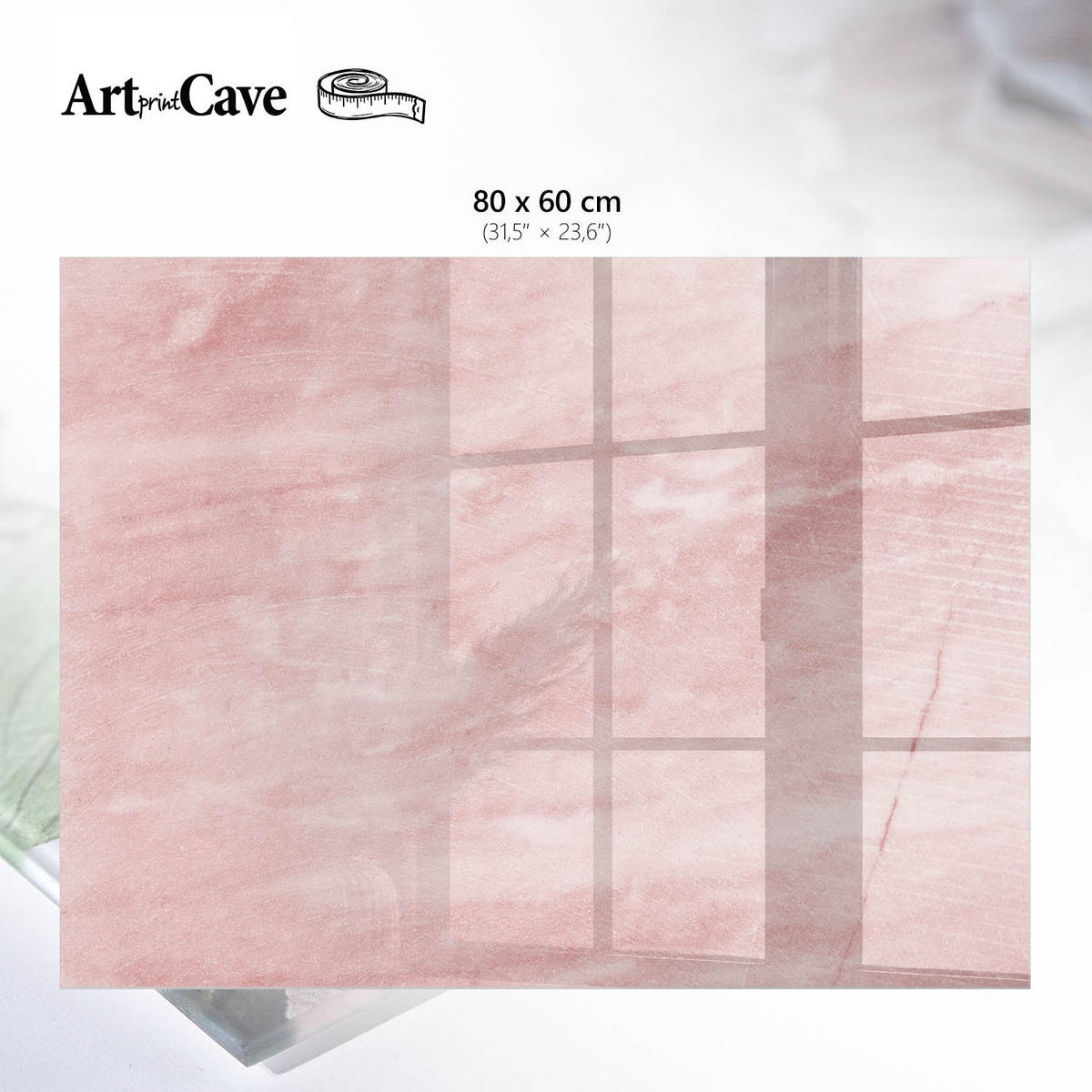 GLASPLATTE 80x60 cm – Rosa Eleganz - Grau, Glas (0.4/80/60cm) - ArtPrintCave