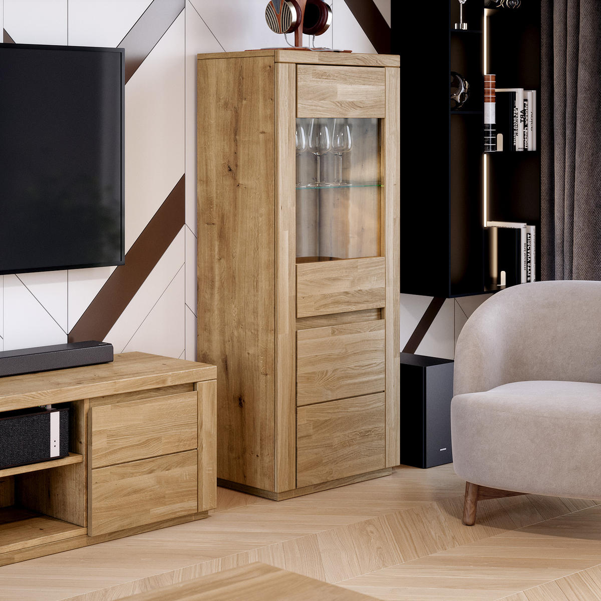 VITRINE Skagen - Eichefarben, Holz (60/144/34cm) - kiki design