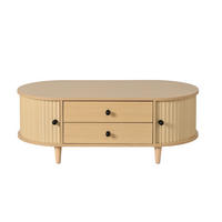 COUCHTISCH Naturfarben mit 2 Schubladen und Rolltüren 100/50/36 cm - Naturfarben, Holzwerkstoff (50/100/36cm) - PANGIVO