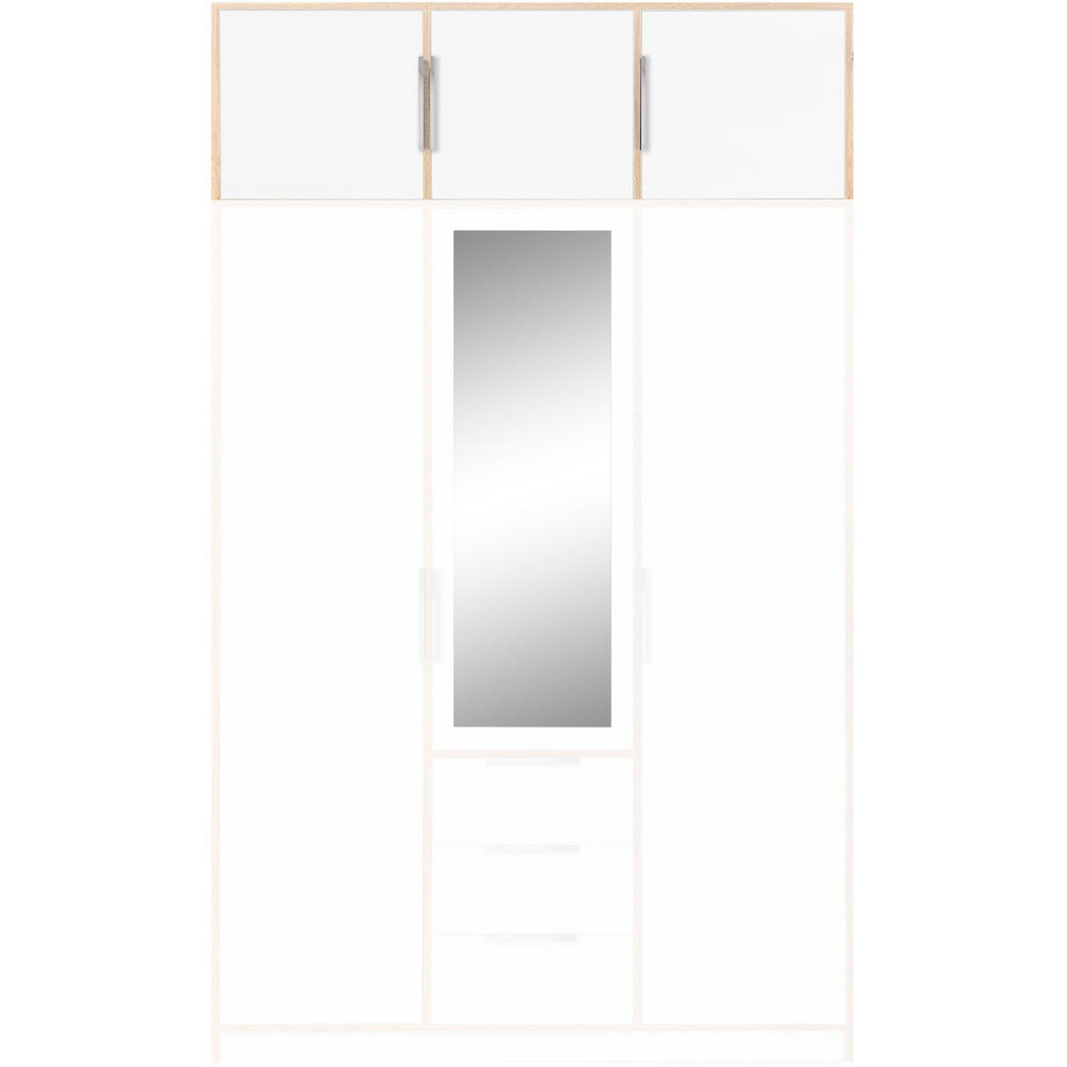 DREHTÜRENSCHRANK Livo mit 3 Türen und 3 Schubladen, weiß+eiche Wotan, mit Schrankaufsatz, 150 cm - Eiche Wotan/Weiß, Holzwerkstoff (150/245/57cm) - Beautysofa