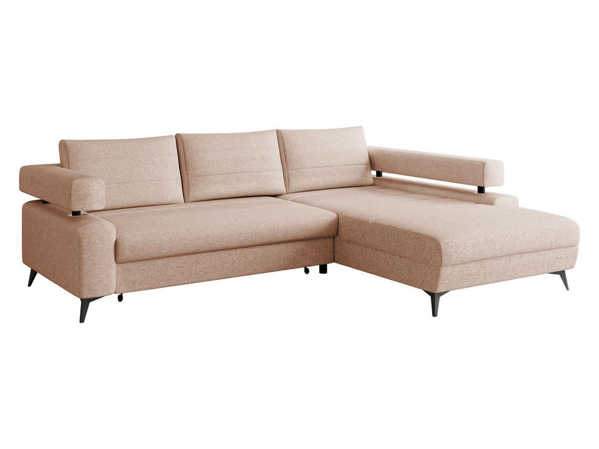 ECKSOFA Rosa, Seite: Rechts 2R-OT - Hellrosa/Schwarz, Holz/Textil (265/184cm) - MIRJAN24