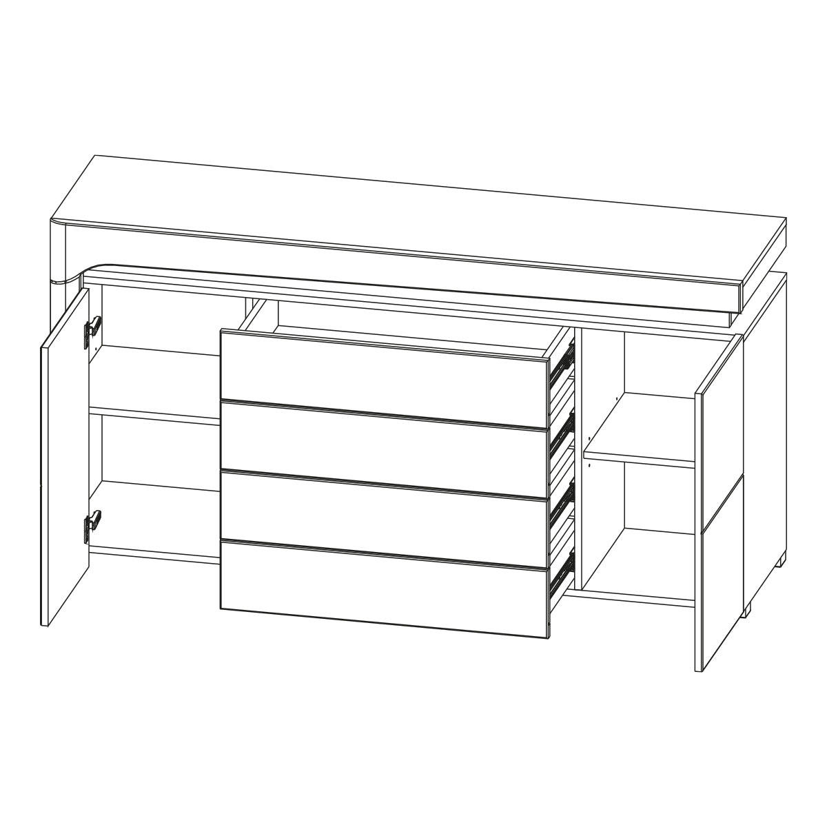 SIDEBOARD Teo Weiß und grau - Weiß, Holzwerkstoff (158/82/43cm) - Petits-meubles