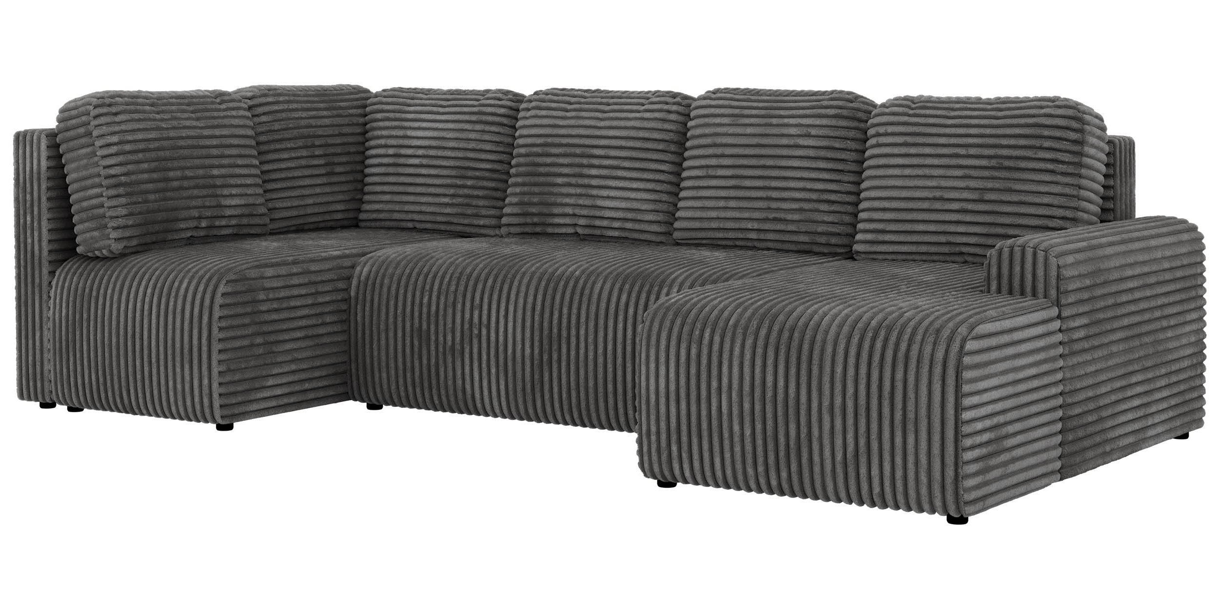 SEDACÍ SOUPRAVA NESSARO COR U Šedá Manšestr - Vlevo - šedá/černá, textil/plast (307/92/151cm) - MKS