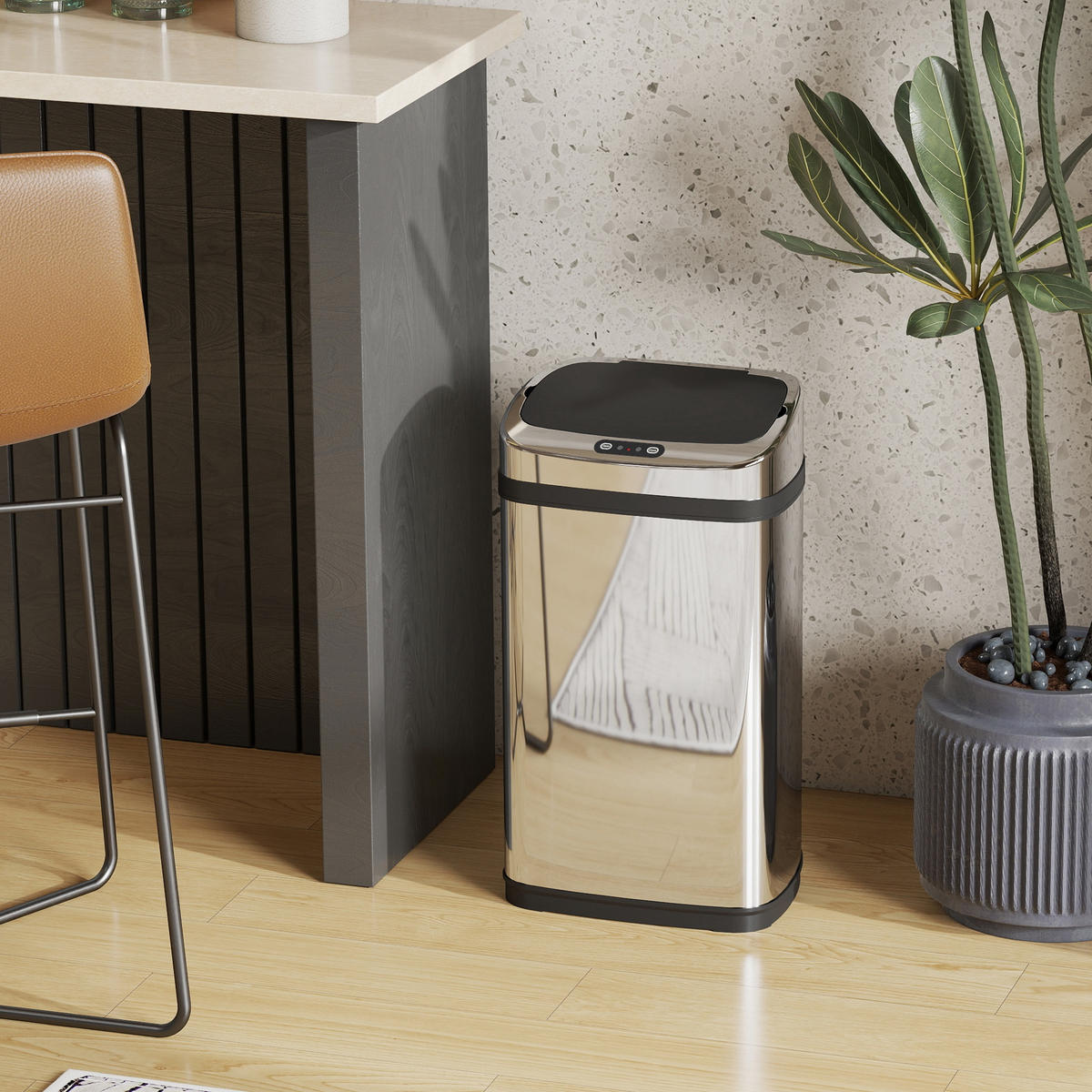 EDELSTAHL Automatik Sensor Mülleimer Abfalleimer IR Sensor viereckig 30L - Multicolor, Kunststoff (25/58/33cm) - HOMCOM