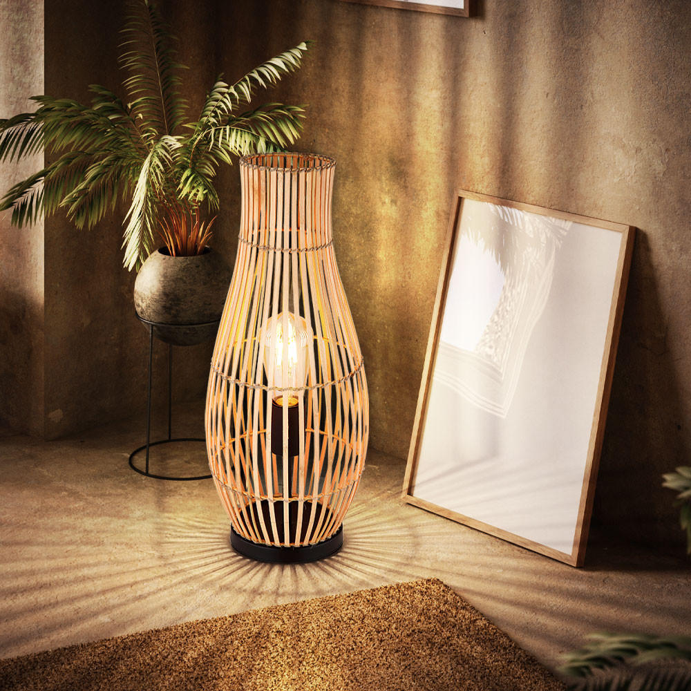 LED STEHLEUCHTE Bambus Braun - Braun, Holz (19.5/19.5/47.5cm) - Globo Lighting