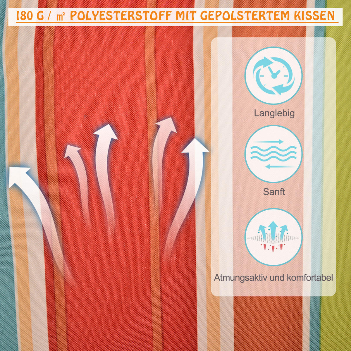 HÄNGESESSEL, Polyester, Mehrfarbig - Multicolor, Naturmaterialien/Holz (106/106/100cm) - Outsunny