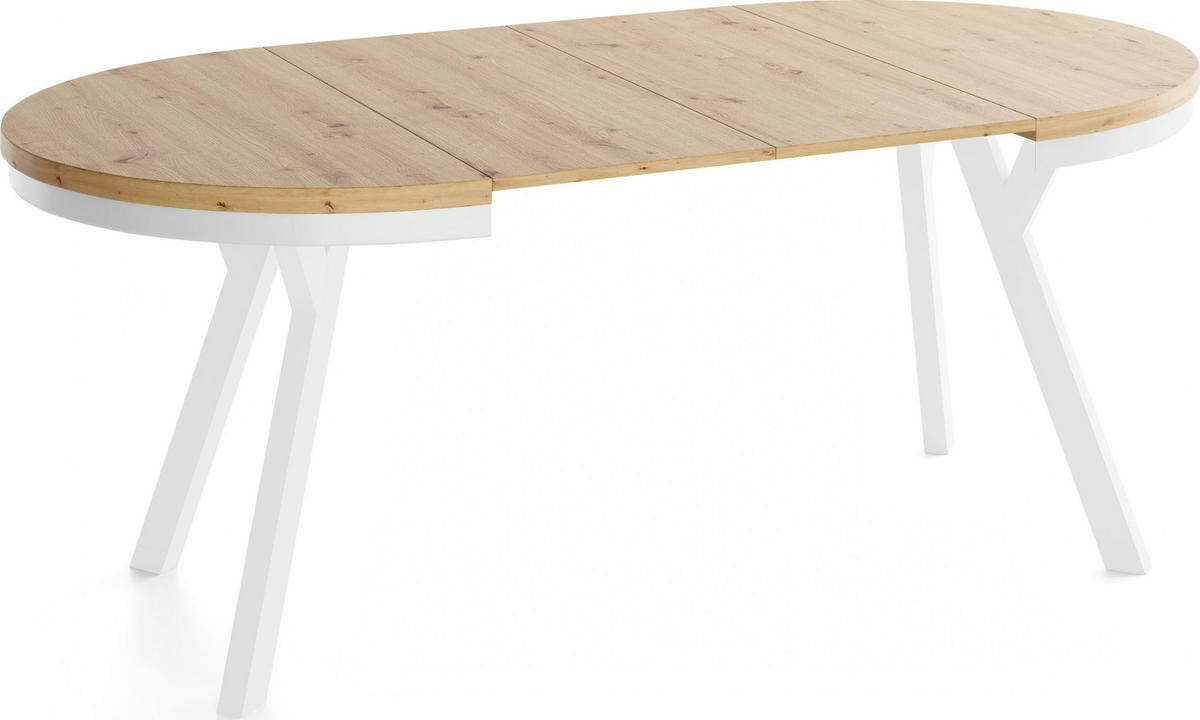 ESSTISCH Vero Neo Weiß rund ausziehbar verlängerbar, Eiche Artisan Hellbraun 100-200/100/77 cm - Weiß/Eiche Artisan, Holz/Holzwerkstoff (100/100/77cm) - WFL GROUP