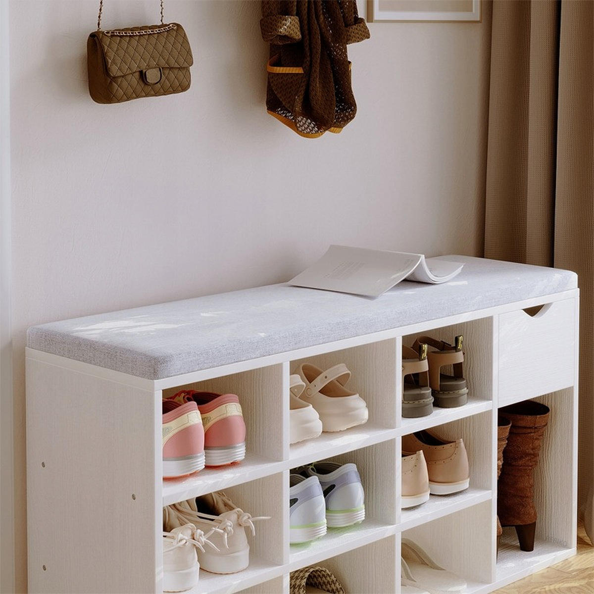 SCHUHSCHRANK, weiß 30/100/48 cm - Weiß, Holzwerkstoff (60/15/45cm)