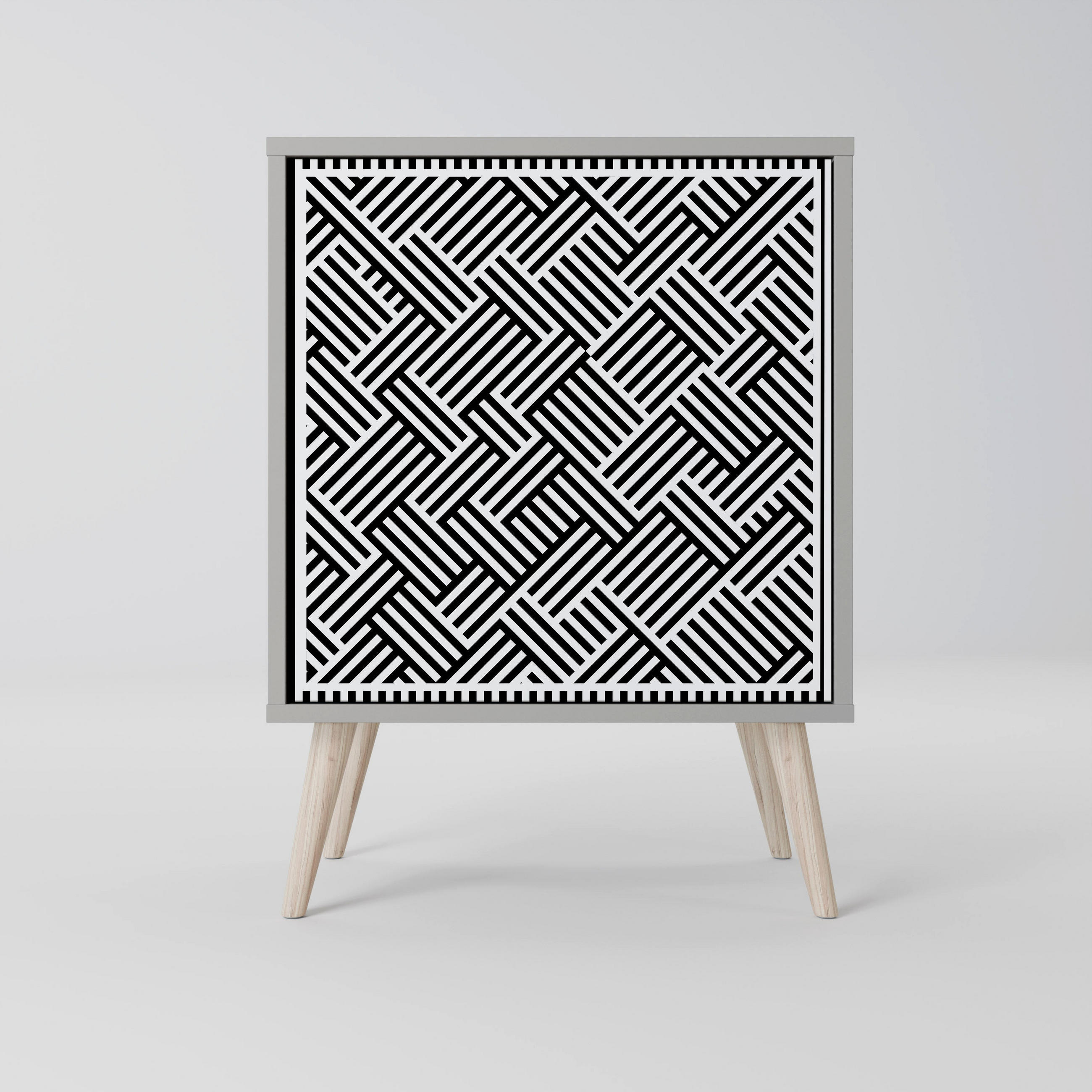SIDEBOARD TEMPORARY SEQUENCE, Grau, 57,5x42x77,5 cm, Schräge Buchenholzfüße - Buchefarben/Multicolor, Holzwerkstoff/Buchenholz (57.5/77.5/42cm) - SpaceRebels