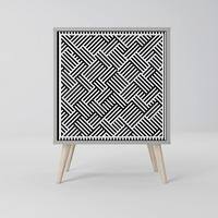 SIDEBOARD TEMPORARY SEQUENCE, Grau, 57,5x42x77,5 cm, Schräge Buchenholzfüße - Buchefarben/Multicolor, Holzwerkstoff/Buchenholz (57.5/77.5/42cm) - SpaceRebels