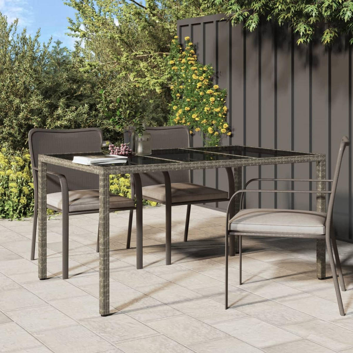 GARTENTISCH Tischrand 90/75/150 cm - Grau, Naturmaterialien (150/90/75cm) - ZMH