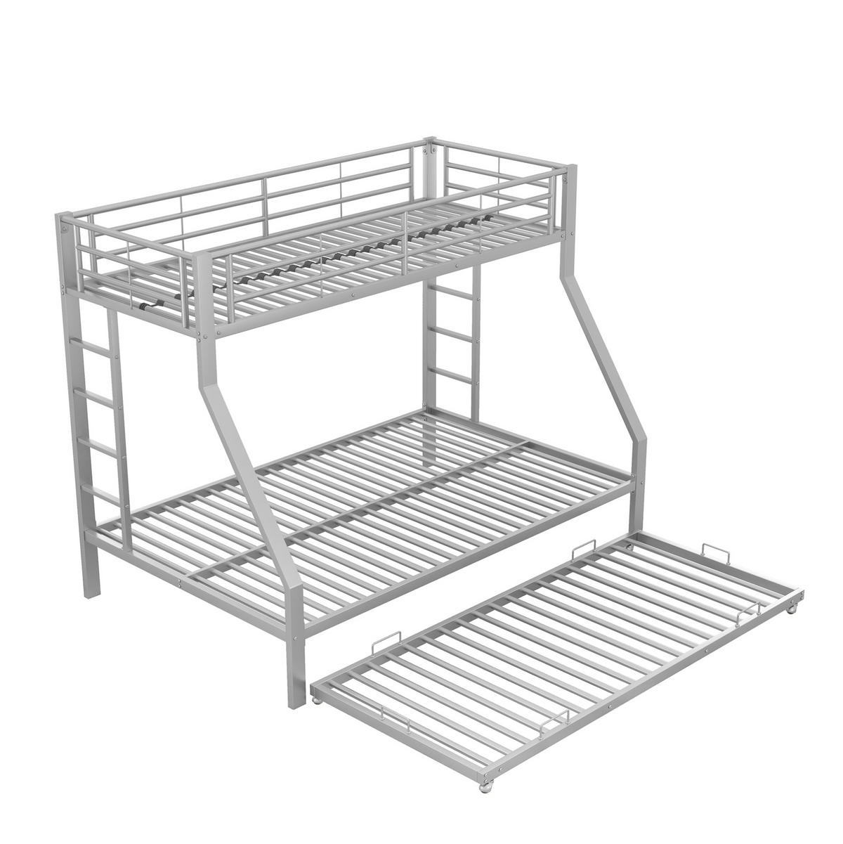 ETAGENBETT 90/140/200 cm aus Metall mit Ausziehbett, Silber - Silberfarben, Metall (90/200cm) - OKMYHOME