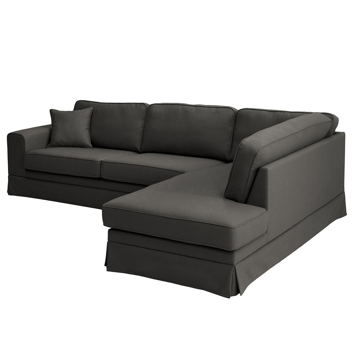 ECKSOFA mit Husse - Ottomane, Webstoff - Anthrazit/Schwarz, Kunststoff/Textil (297/210cm) - home24